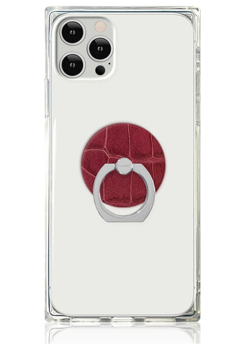Burgundy Crocodile Faux Leather Adhesive Phone Ring Stand