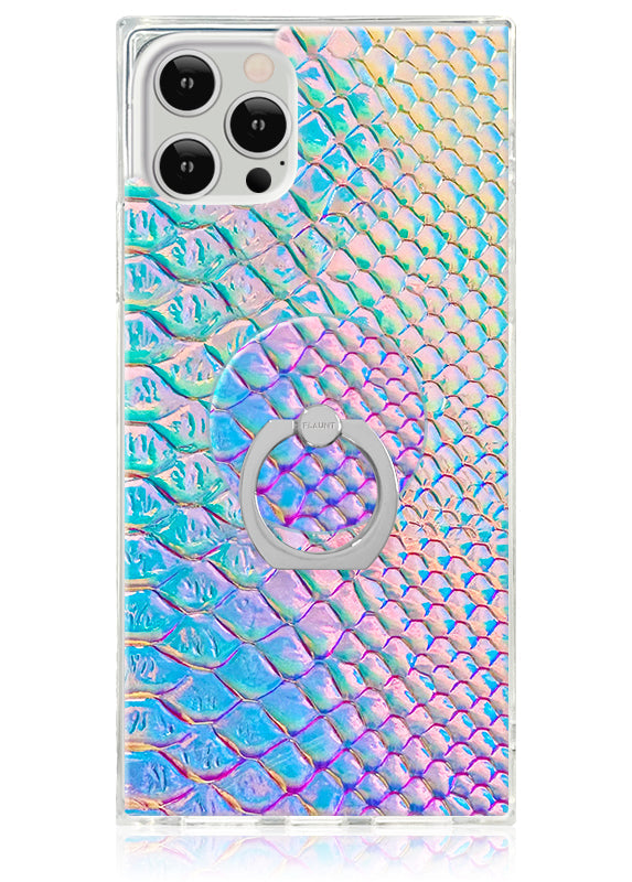 Iridescent Crocodile Faux Leather Adhesive Phone Ring Stand