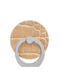 Tan Crocodile Faux Leather Adhesive Phone Ring Stand