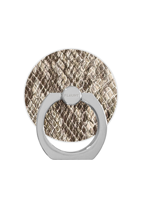 Nude Python Faux Leather Adhesive Phone Ring Stand