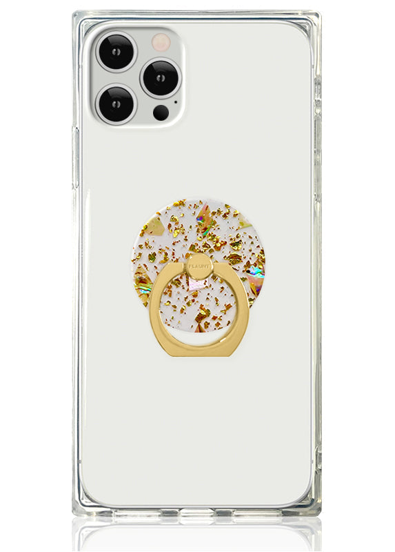 Shell and Gold Flake Adhesive Phone Ring Stand