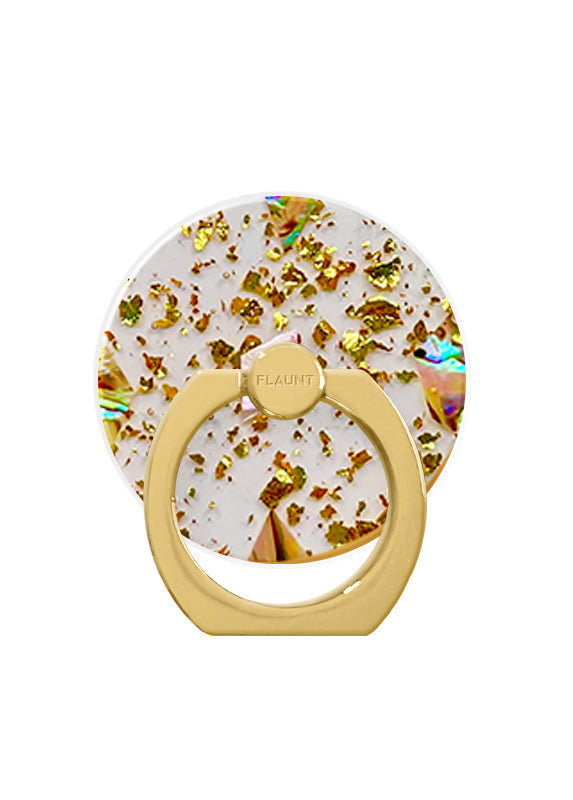 Shell and Gold Flake Adhesive Phone Ring Stand
