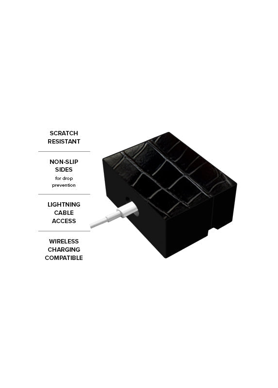 SQUARE® Black Crocodile Faux Leather AirPods Case