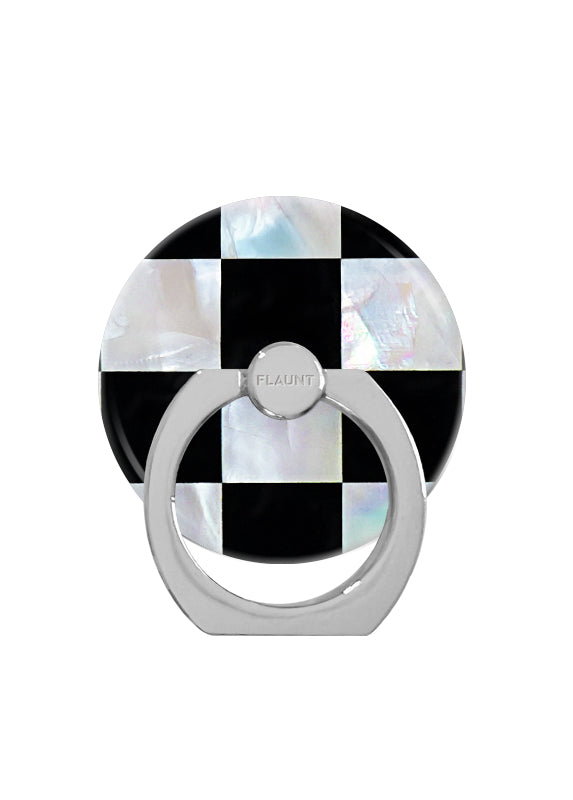 Checkered Mother of Pearl Adhesive Phone Ring Stand