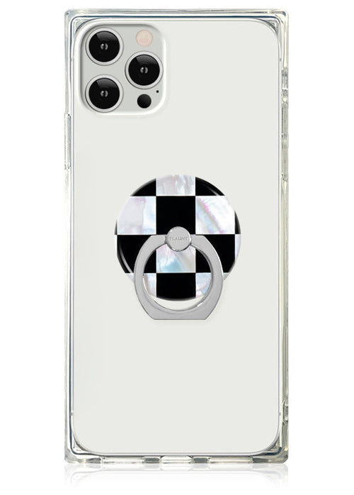 Checkered Mother of Pearl Adhesive Phone Ring Stand