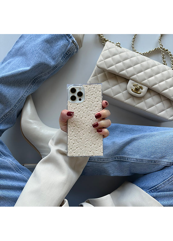 SQUARE® Ivory Ostrich Faux Leather Pixel Case