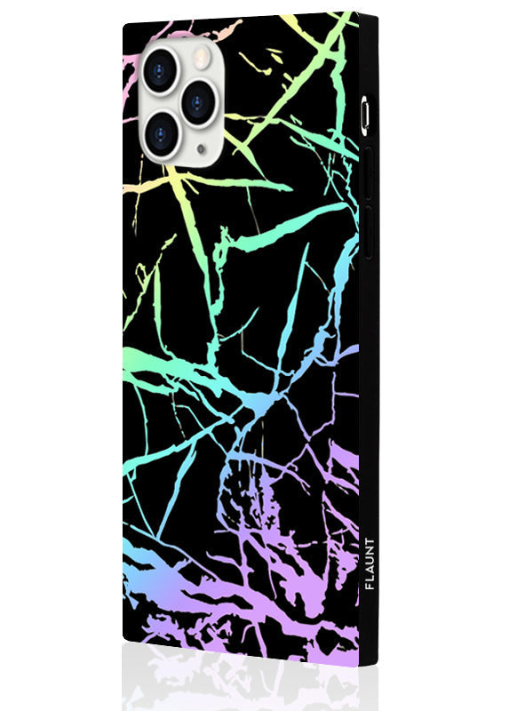 SQUARE® Holographic Black Marble iPhone Case