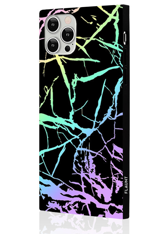 SQUARE® Holographic Black Marble iPhone Case