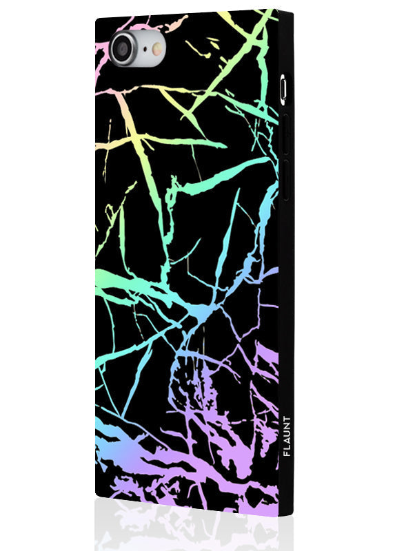 SQUARE® Holographic Black Marble iPhone Case