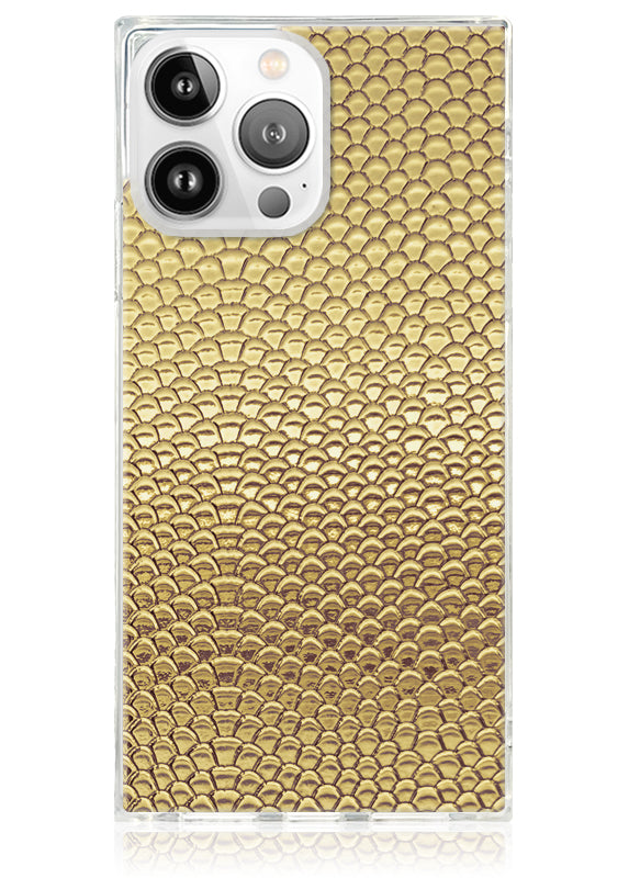 SQUARE® Gold Metallic Snakeskin Faux Leather iPhone Case