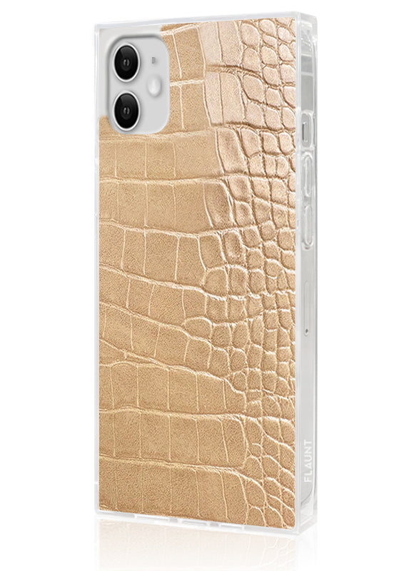 SQUARE® Tan Crocodile Faux Leather iPhone Case