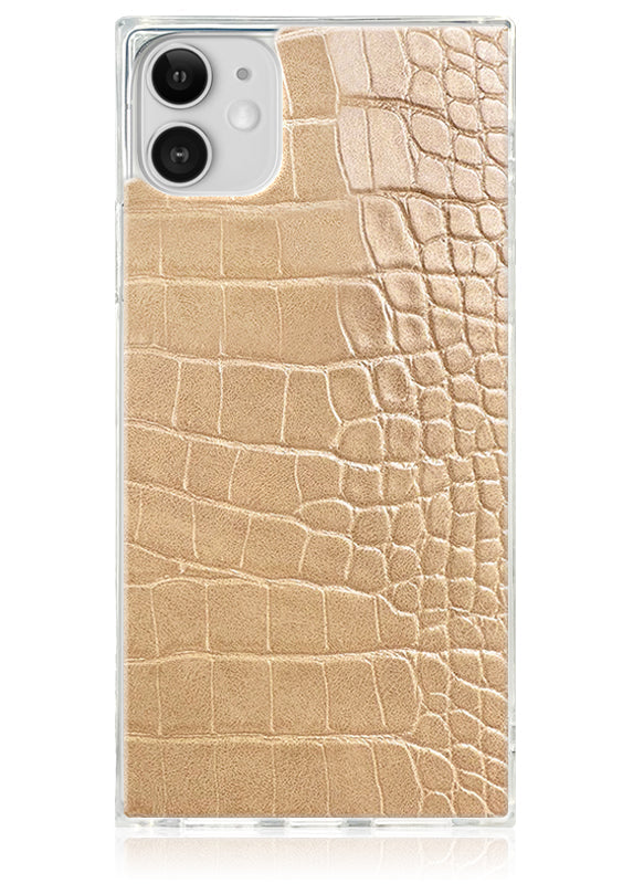 SQUARE® Tan Crocodile Faux Leather iPhone Case