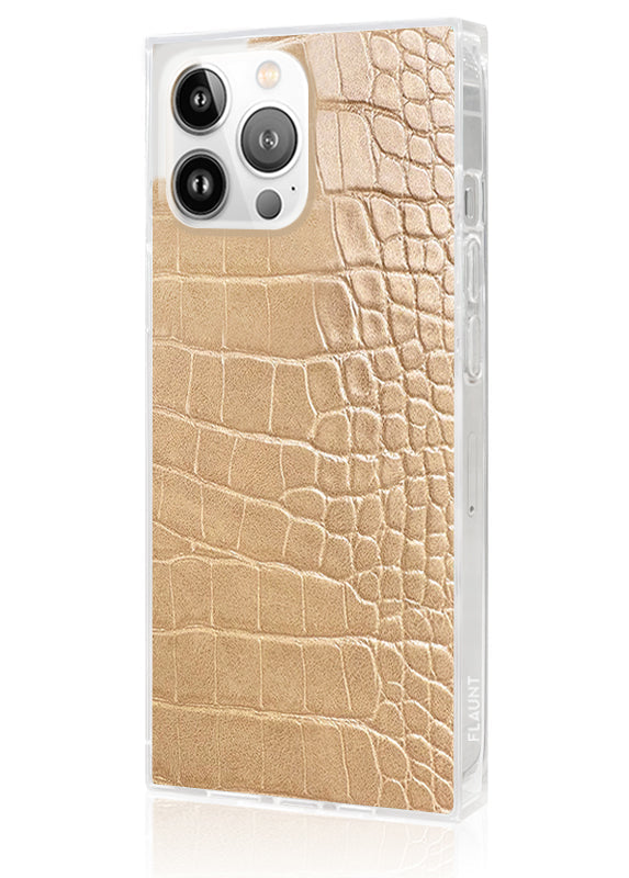 SQUARE® Tan Crocodile Faux Leather iPhone Case