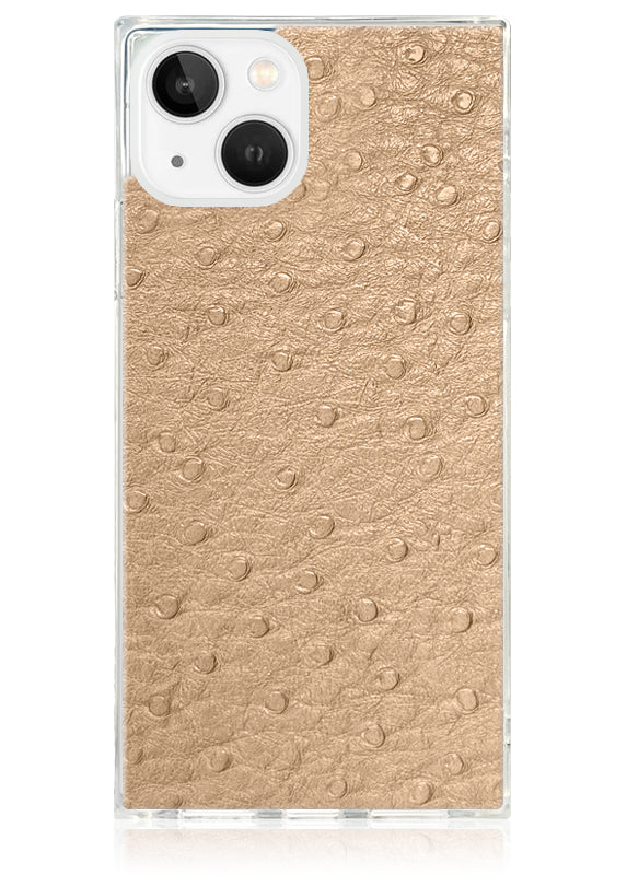 SQUARE® Tan Ostrich Faux Leather iPhone Case