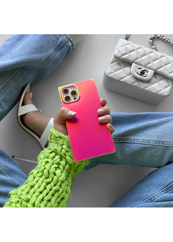 SQUARE® Pink Iridescent Satin iPhone Case