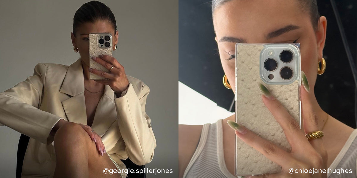 SQUARE® Ivory Ostrich Faux Leather Pixel Case