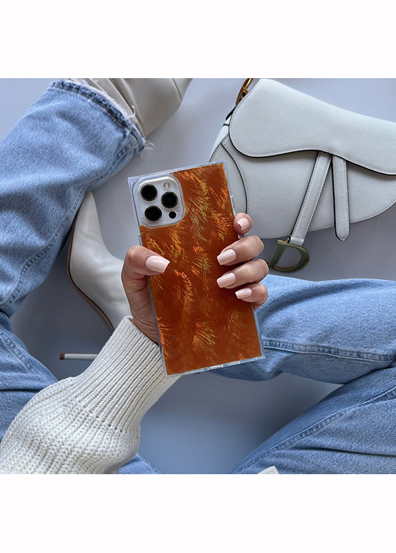 SQUARE® Orange Mother of Pearl iPhone Case