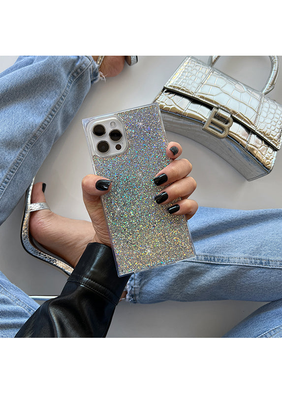 SQUARE® Silver Glitter Galaxy Case