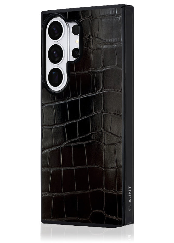 SQUARE® Black Crocodile Faux Leather Galaxy Case
