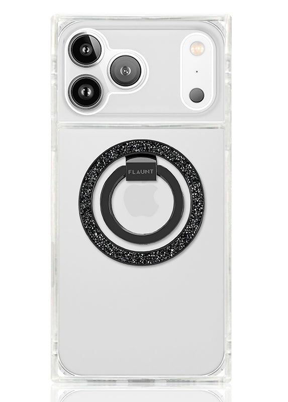 Black Crystal Elegance Premium Metallic MagSafe Phone Ring Stand (Works with MagSafe Cases Only)