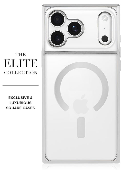Elite Collection - SQUARE® Chromed Crystal Clear Silver iPhone Case